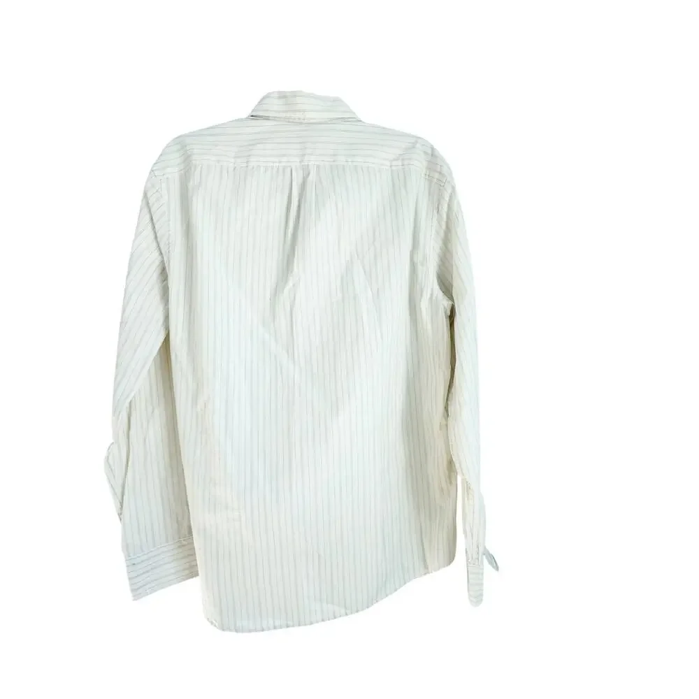 J. Crew Secret Wash Cotton Poplin Shirt Point Collar Lucas Ivory Blue Size M NWT